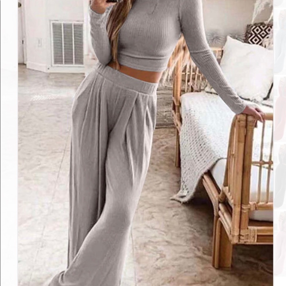 Top and flare pants BRAND new.  Gray